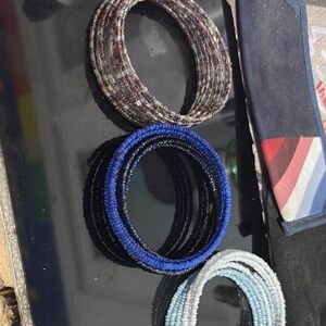 Stylish Blue and White Beaded Elegant Bracelet Set